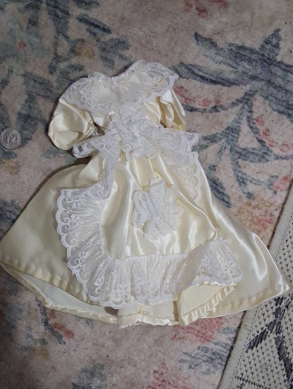 Cream Lace-Trim Doll Dress for Kids
